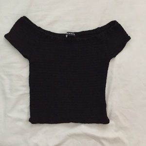 Brandy Melville Black Smocked Charlene Top